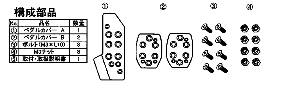※ペダルカバー説明書より転載